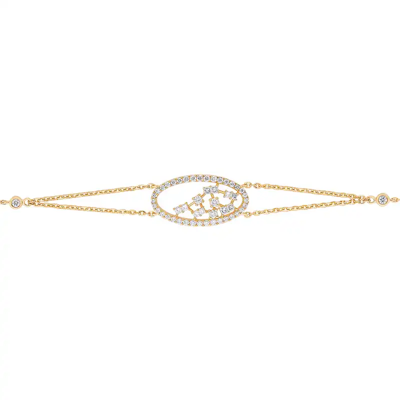 18K Gold Diamond Bracelet, oval