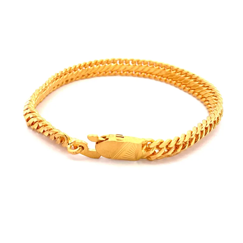 22K Yellow Gold Interlocking Link Chain Bracelet