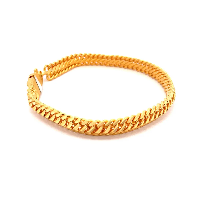 22K Yellow Gold Interlocking Link Chain Bracelet