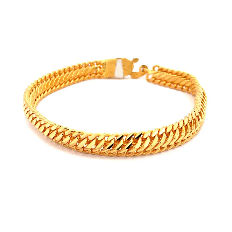 22K Yellow Gold Interlocking Link Chain Bracelet