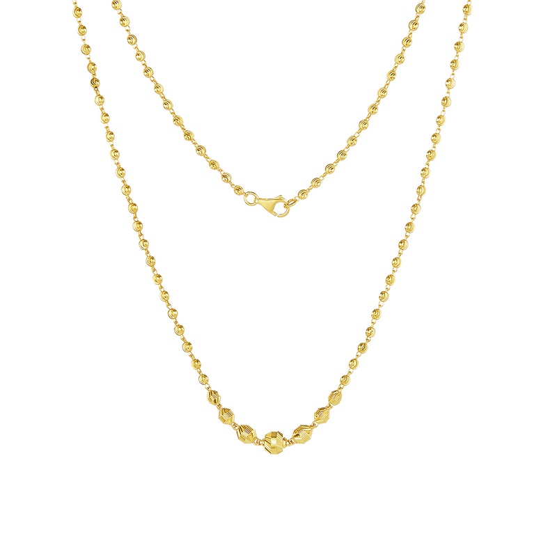 22K Yellow Gold Beaded Fancy handmade short  Chain