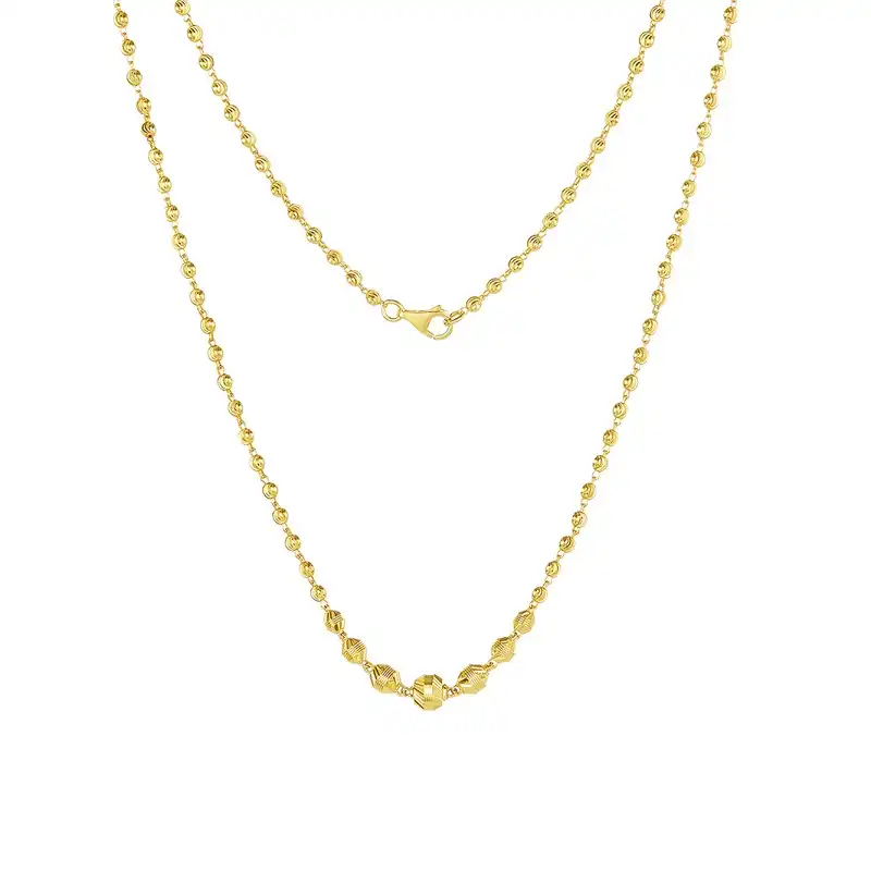 22K Yellow Gold Beaded Fancy handmade short  Chain