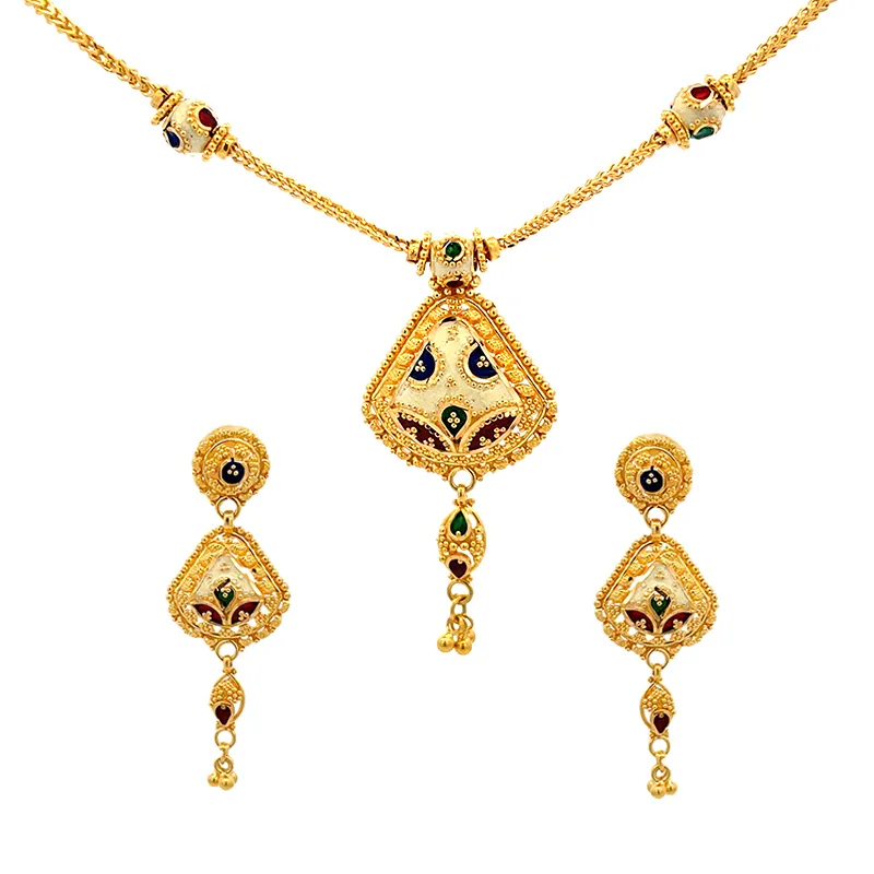 22k Yellow Gold Necklace and earrings Set