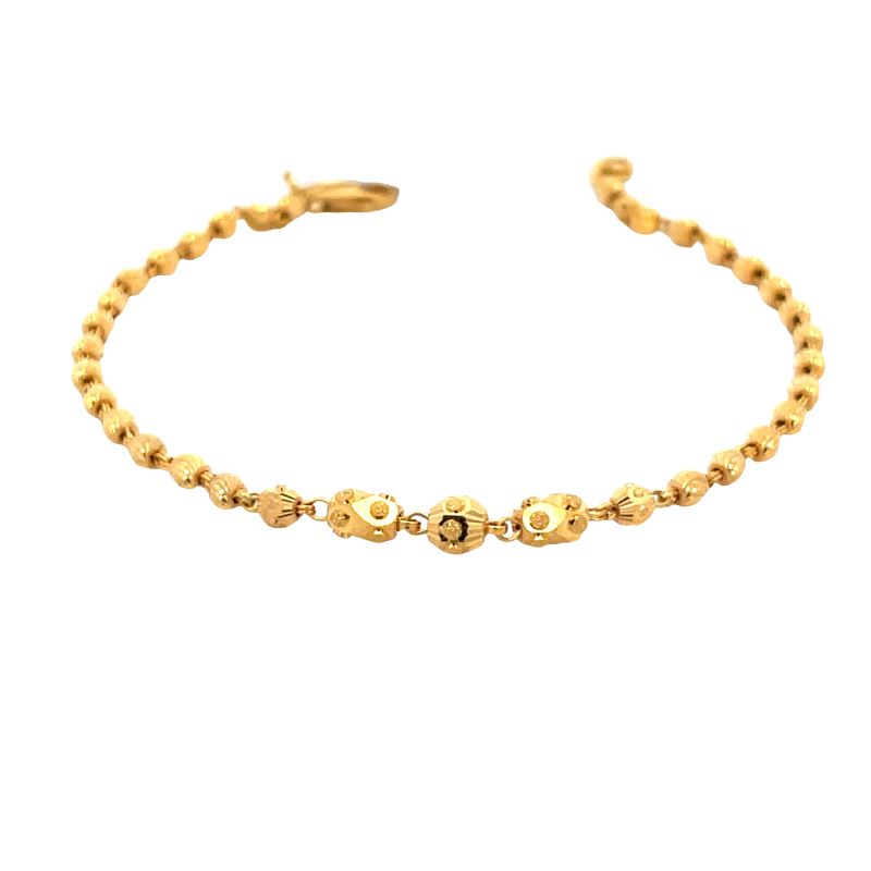 Premium Floral Pattern Studded 22KT Gold Bracelet