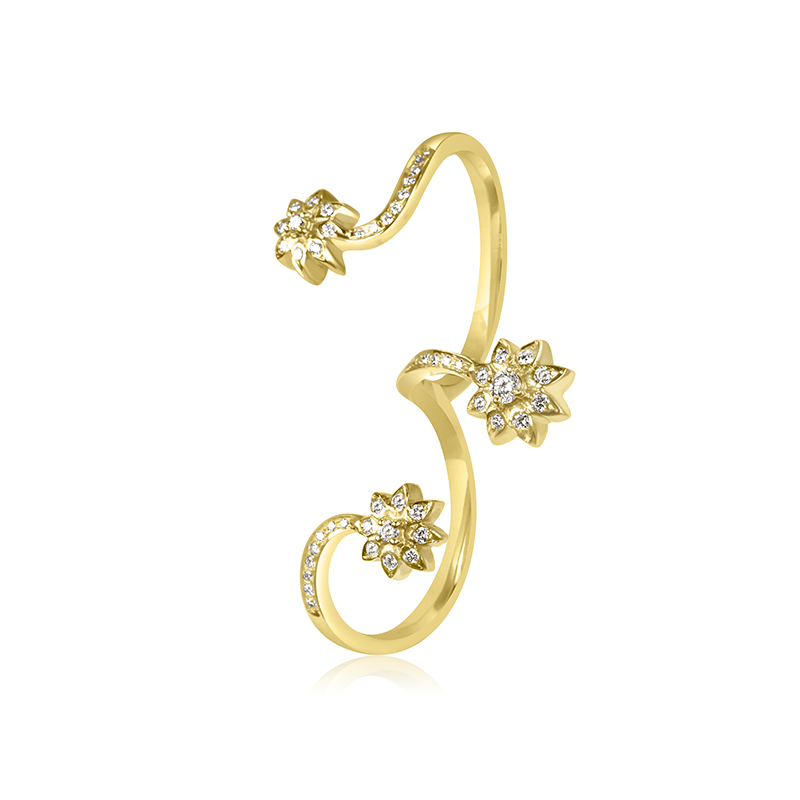 Multi Finger Ring in 18K Yellow Gold Diamond - RG-2121