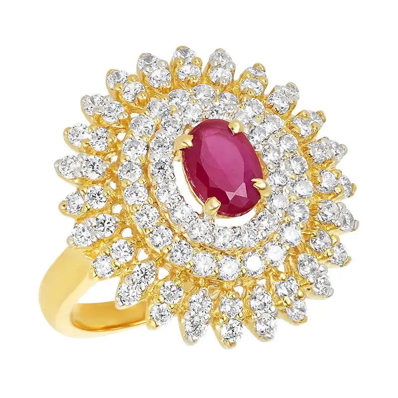 22K Yellow Gold Semi-Precious Stone Disc Statement Ring