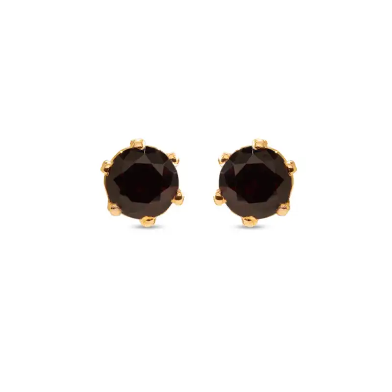 Classic round 22K Gold Ear Studs - black - 0.3 inch