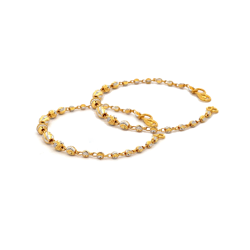 Baby Bracelet, Oval beads in 22K Gold