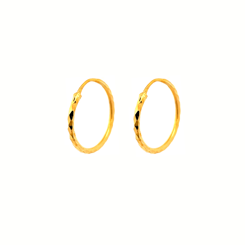 Classic Gold Hoop Earrings - Diameter 16 mm