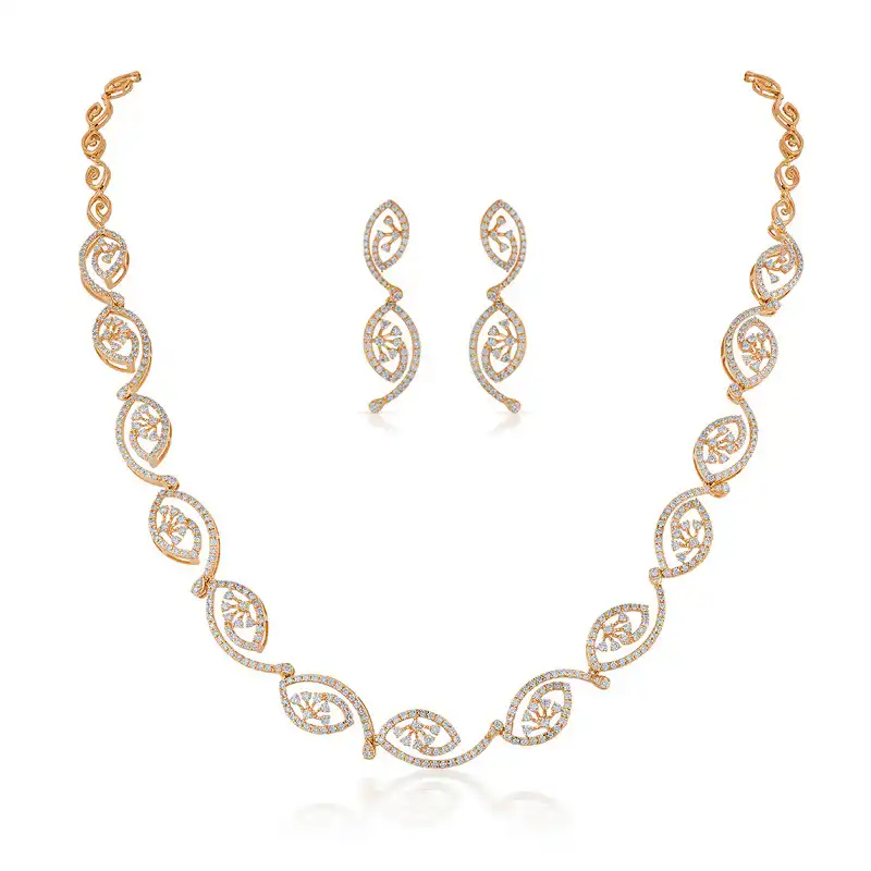 Ornate Spiral Necklace Set in Rose Gold