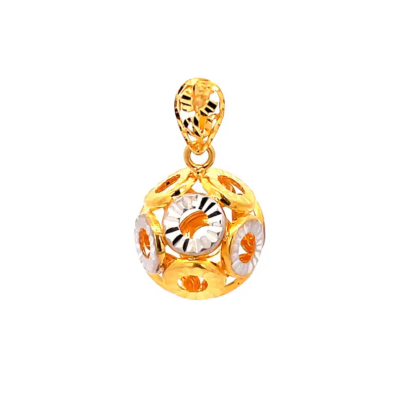 Enticing ball Pendant in 22K Yellow and White Gold