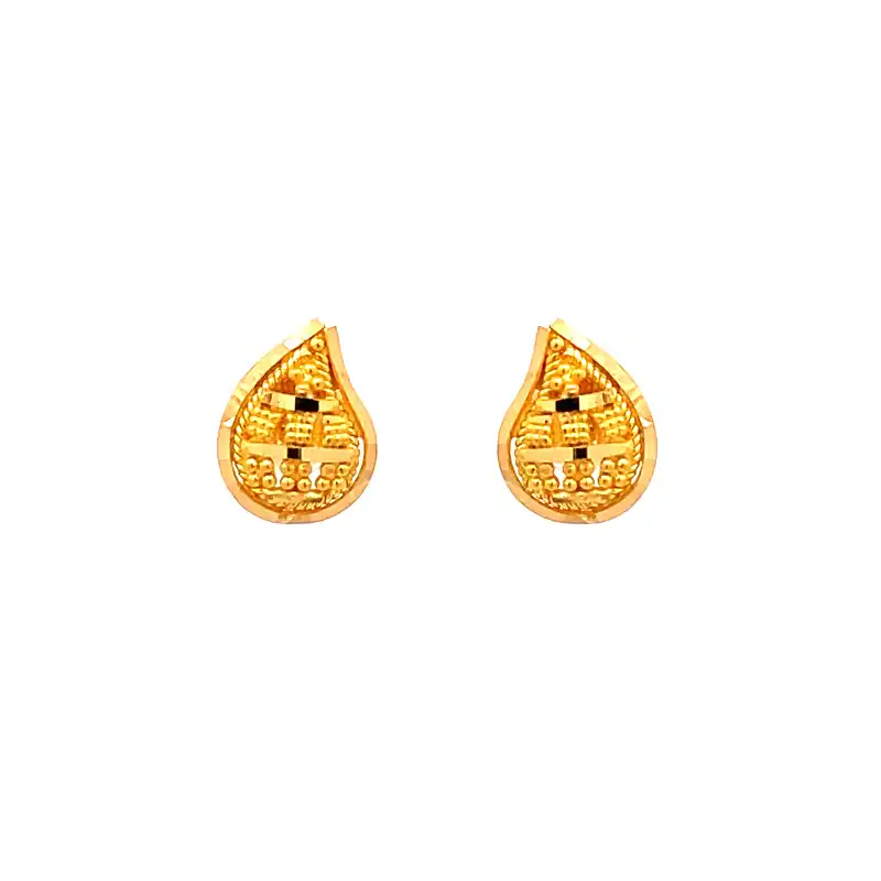 Classic Teardrop shaped 22K Gold Stud Earrings