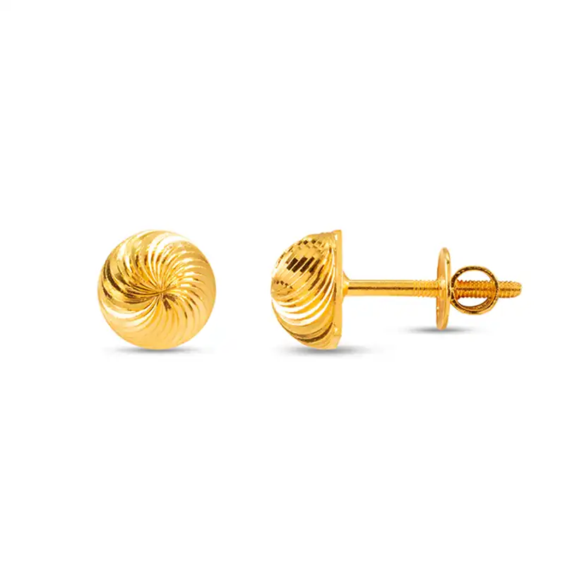 Classic Round 22K Gold Stud Earrings