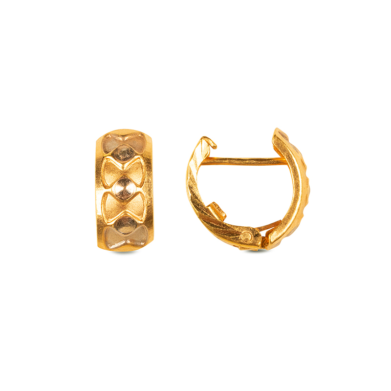 22K Two tone Gold Earrings - Huggies