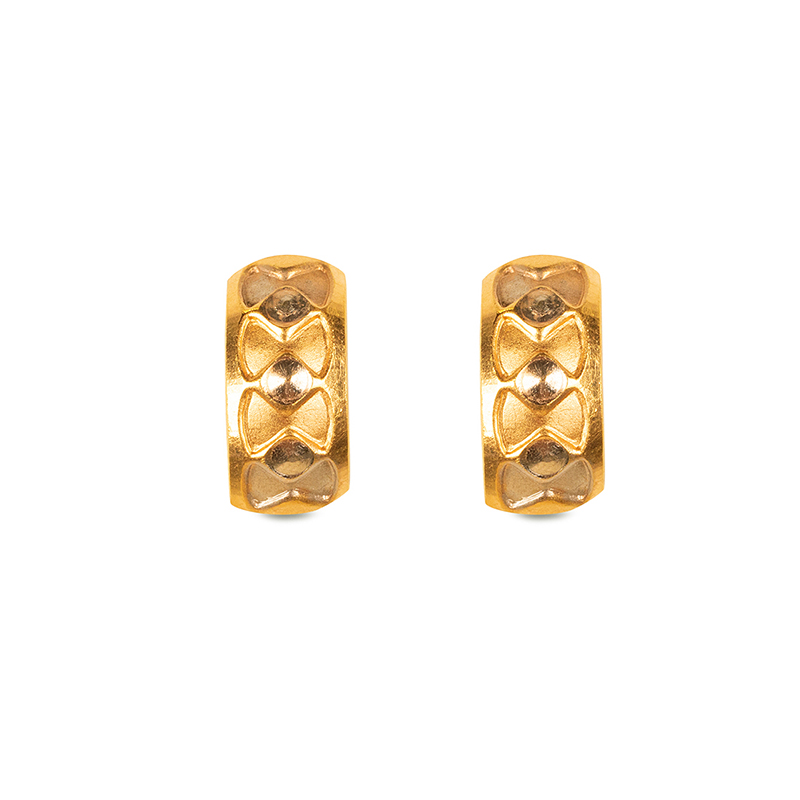22K Two tone Gold Earrings - Huggies
