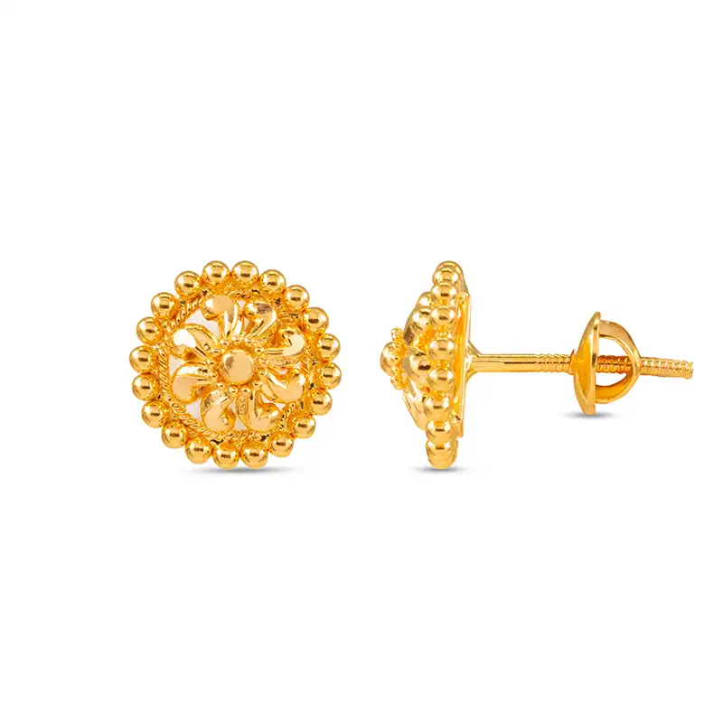 Classic Floral 22K Gold Stud Earrings