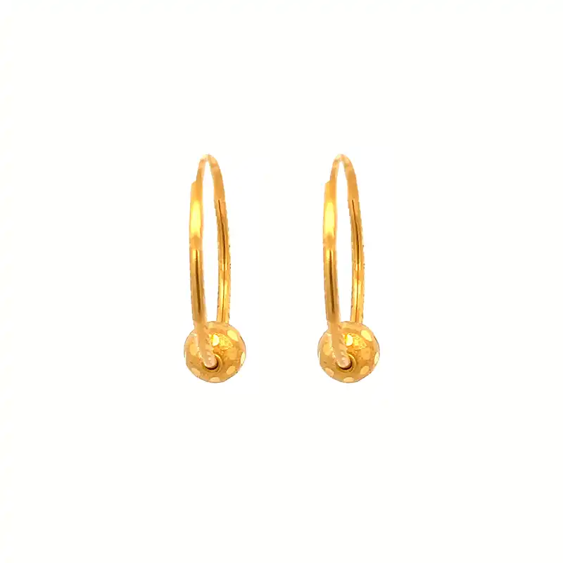 Tinkling Treasure Drop Gold Earrings - Diameter 25 mm