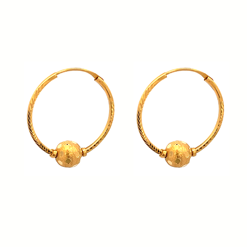 Tinkling Treasure Drop Gold Earrings - Diameter 25 mm