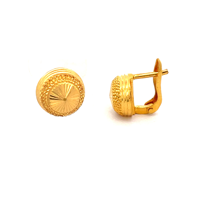 Classic Round 22K Gold Stud Earrings with clip back
