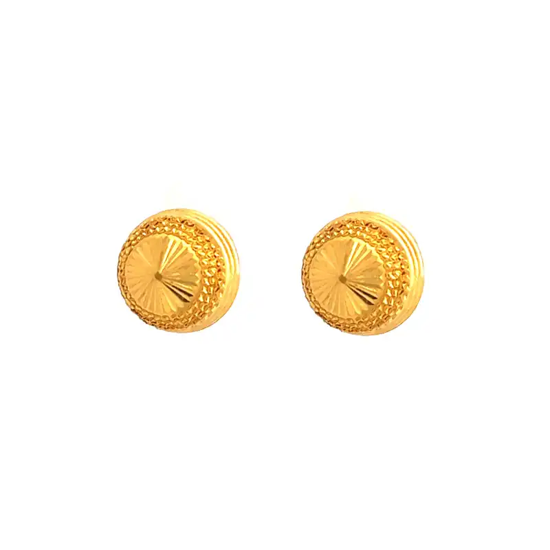 Classic Round 22K Gold Stud Earrings with clip back