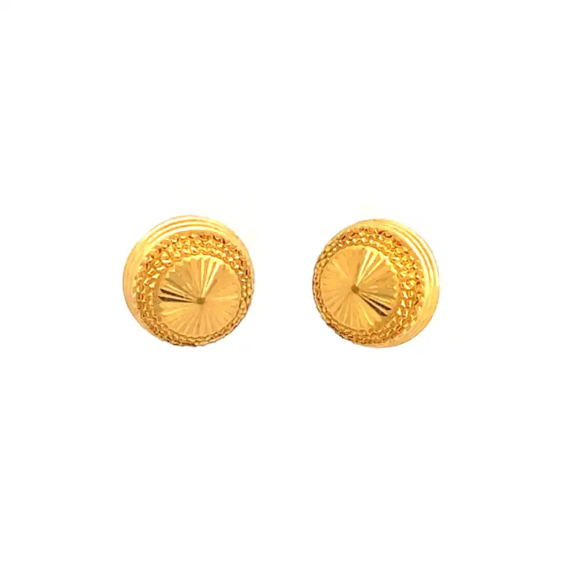 Classic Round 22K Gold Stud Earrings with clip back