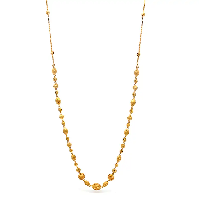 Intricately Beaded Gold Necklace - 19 inch