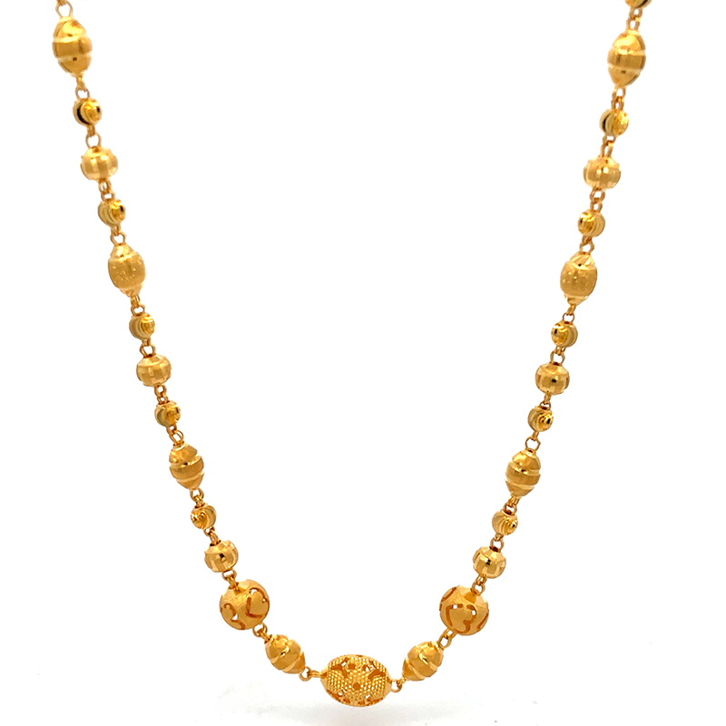 Intricately Beaded Gold Necklace - 19 inch