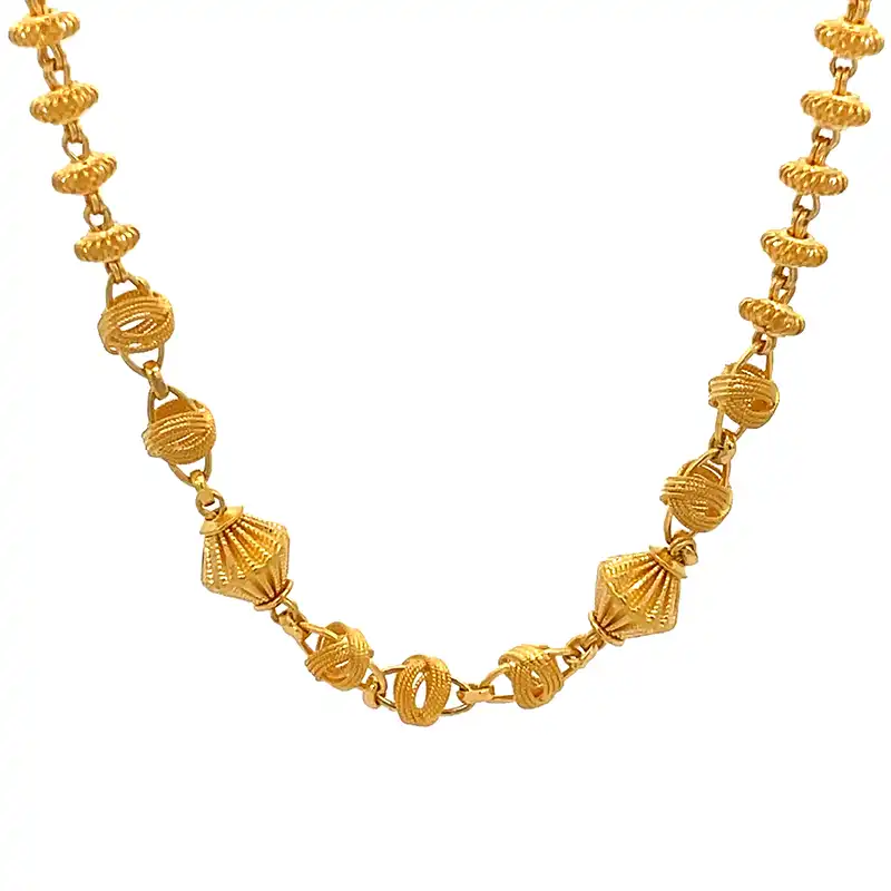 Delicately beaded Fancy Gold Chain - 17 inch