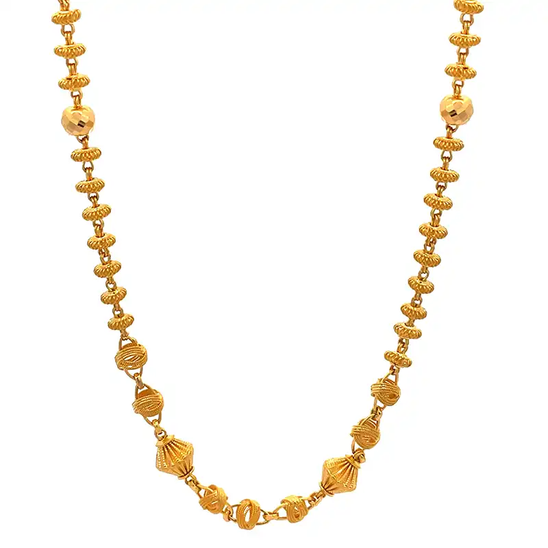 Delicately beaded Fancy Gold Chain - 17 inch