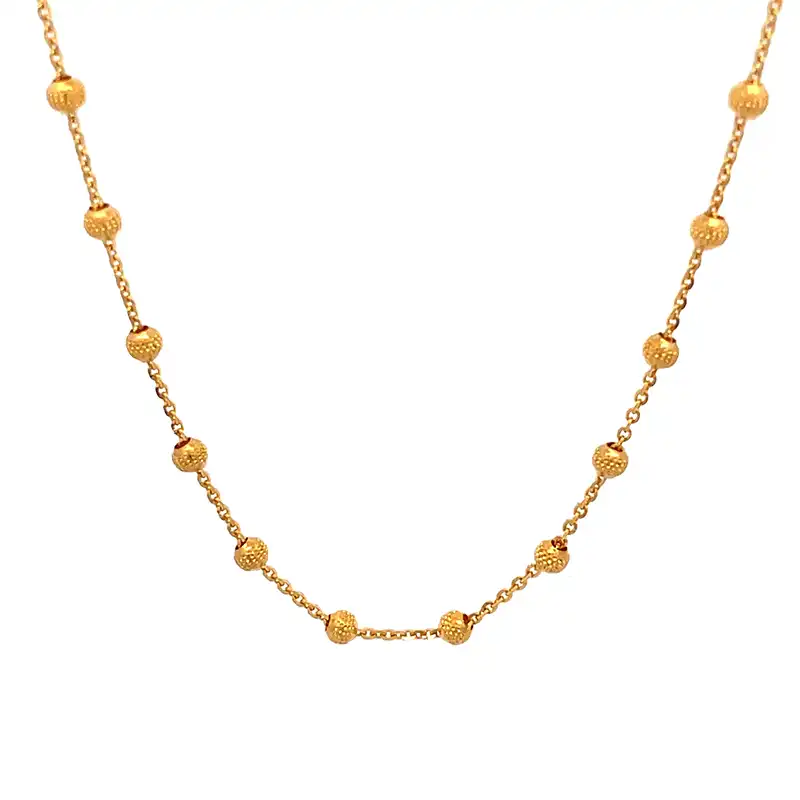 Perfectly Beaded Fancy Gold Chain - 16 inch