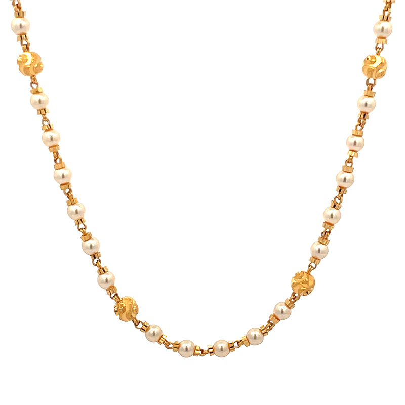Elegant Gold Pearl Necklace