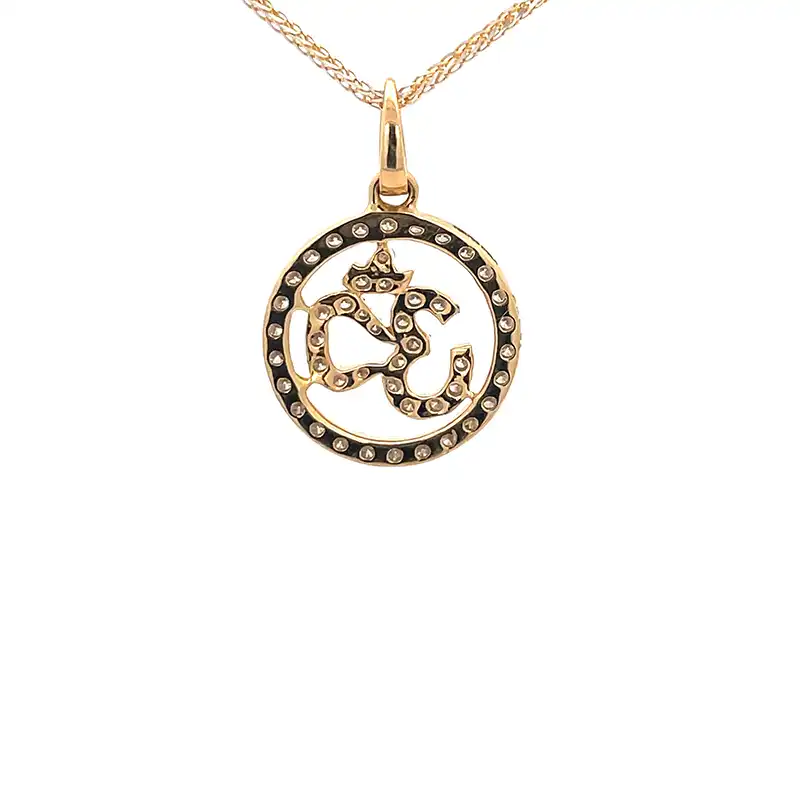 Om Pendant with Gold and Diamond frame