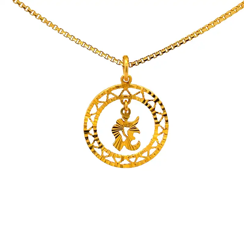 Om Pendant with frame in 22K Yellow Gold