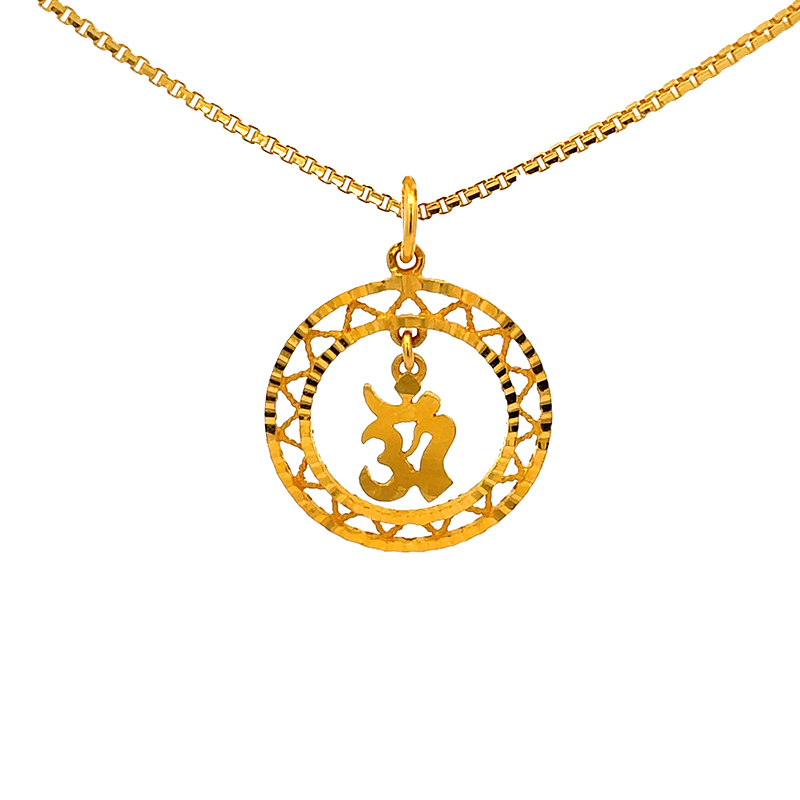 Om Pendant with frame in 22K Yellow Gold