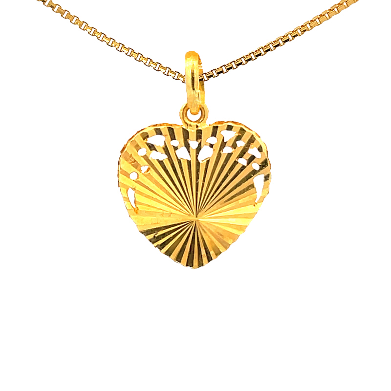 Om Pendant in 22K Gold, Heart shaped