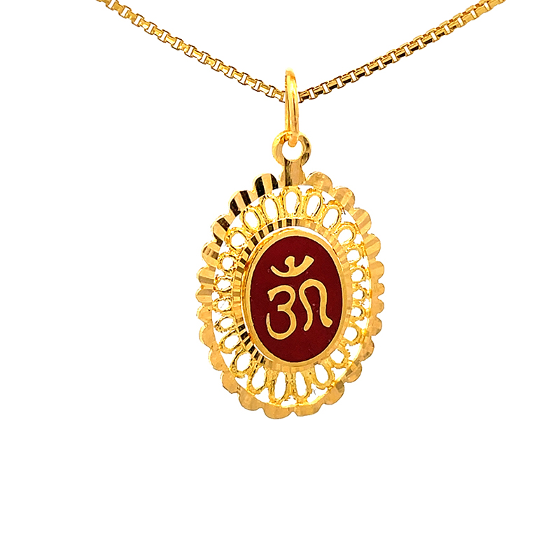 Om Pendant, Oval in 22K Gold