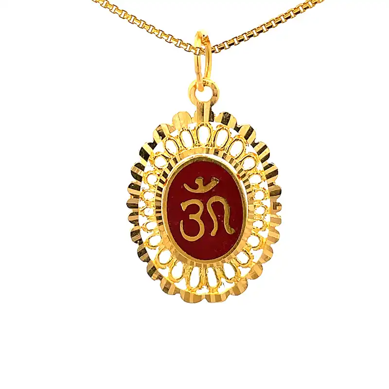 Om Pendant, Oval in 22K Gold