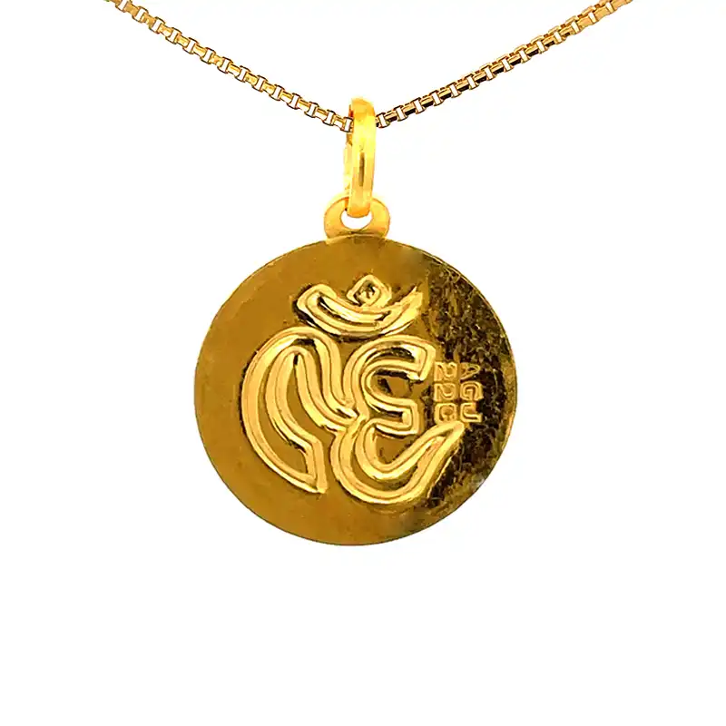 Om Pendant, Round in 22K Gold