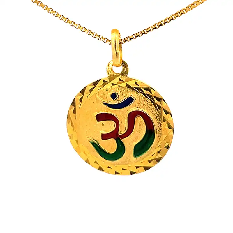 Om Pendant, Round in 22K Gold