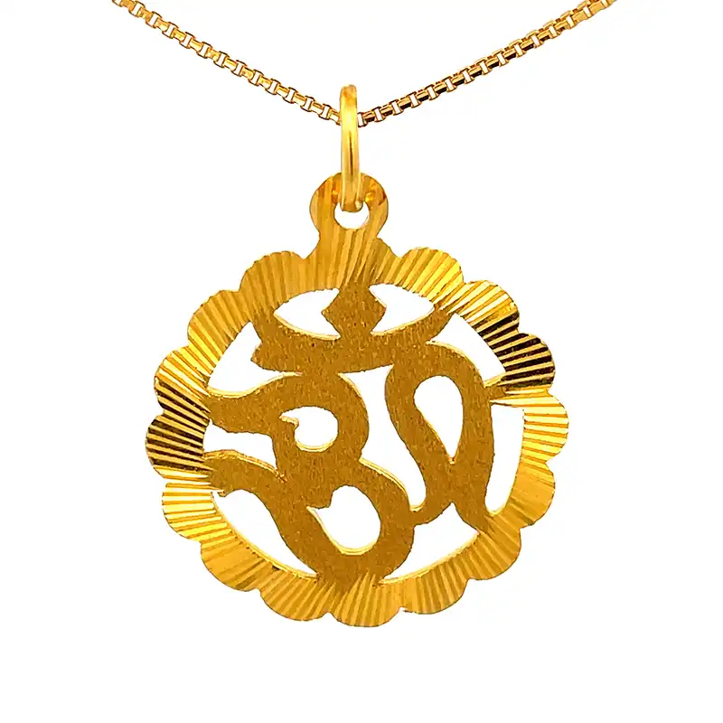 Om Pendant with frame in 22K Yellow Gold